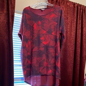 LuLaRoe Red and Purple Patterned Blouse